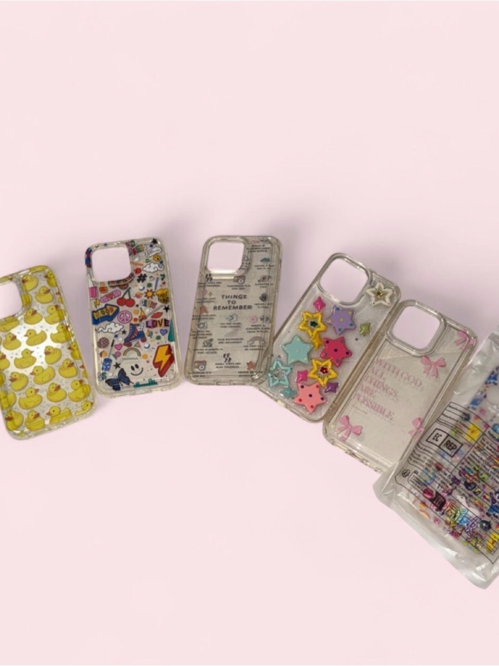 Apple Clear Decorative Phone Case with Pink & Yellow Accents